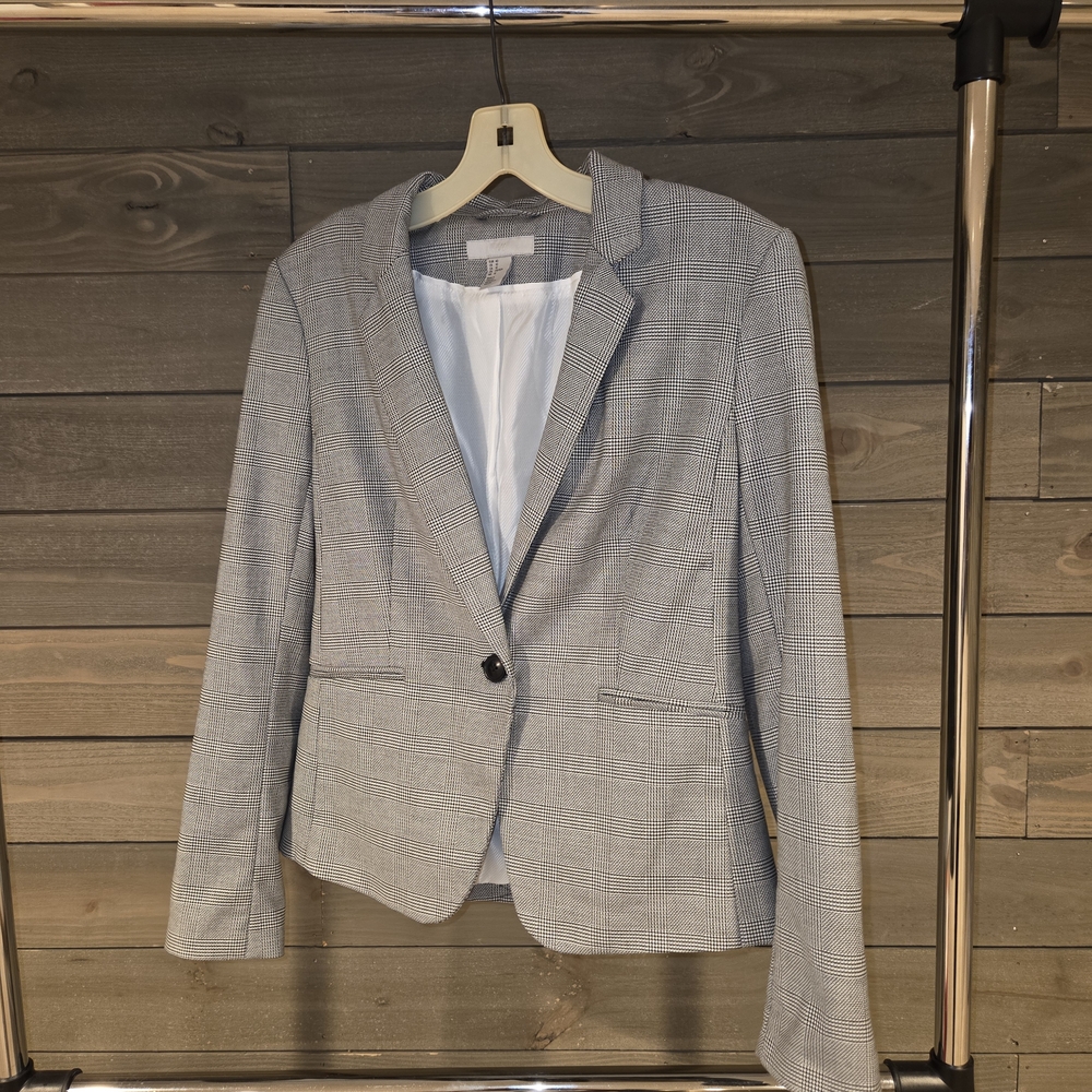 H&M Gray Plaid Blazer